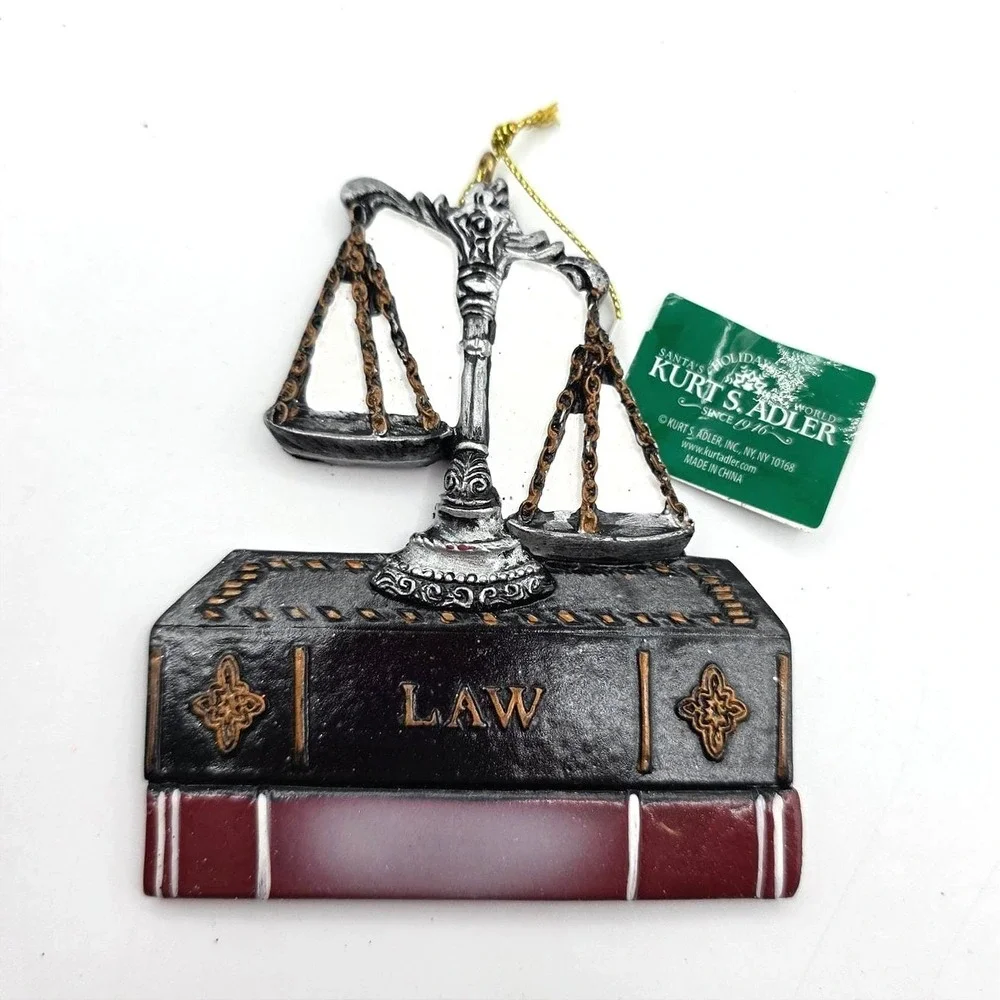 Kurt S. Adler Scales of Justice Law Book Resin Christmas Ornament Lawyer A1660